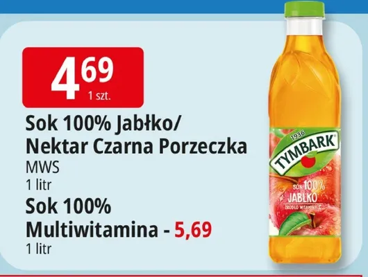 Sok 100% jabłko Tymbark MWS promocja w Leclerc
