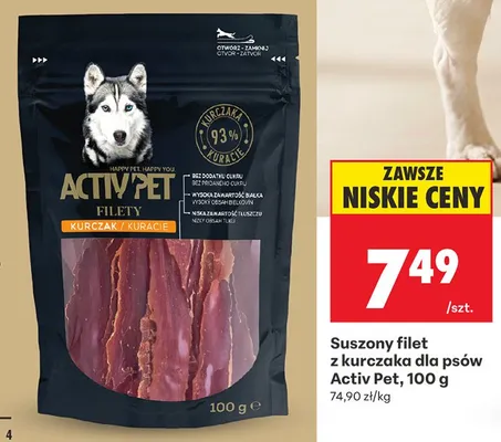 Suszony filet z kurczaka dla psów Activ Pet promocja w Biedronka