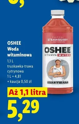 Woda witaminowa Oshee truskawka-trawa cytrynowa promocja w Lidl