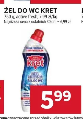 Żel do WC Kret active fresh promocja w Stokrotka