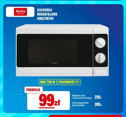 Kuchenka mikrofalowa Amica AMG17M70V promocja w RTV EURO AGD