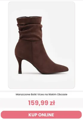 Marszczone botki Vices na niskim obcasie promocja w Renee