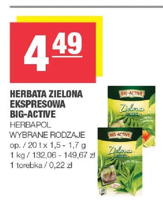 Herbata zielona ekspresowa Big-Active promocja w SPAR