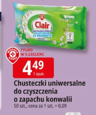 Chusteczki uniwersalne do czyszczenia o zapachu konwalii promocja w Leclerc