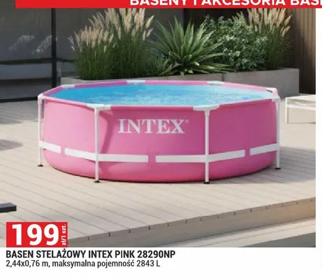 Basen stelażowy Intex Pink 28290NP 2,44x0,76m maksymalna pojemność 2843l promocja w Merkury Market
