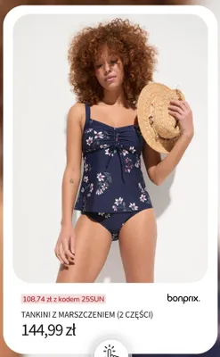 Tankini z marszczeniem (2 części) Bonprix promocja w bonprix