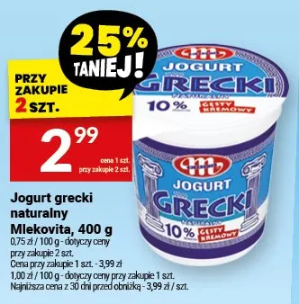 Jogurt grecki naturalny 10% promocja w Twój Market