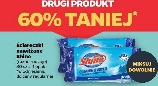 Ściereczki nawilżane Shine promocja w Netto