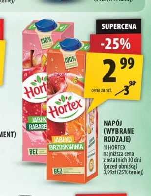 Napój jabłko-rabarbar Hortex promocja w Arhelan