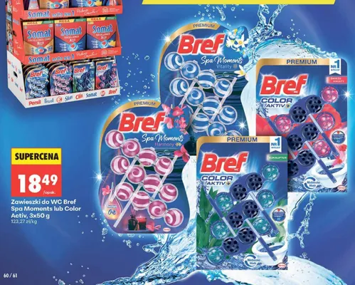 Zawieszki do WC Bref Color Aktiv Niebieska Woda promocja w Biedronka