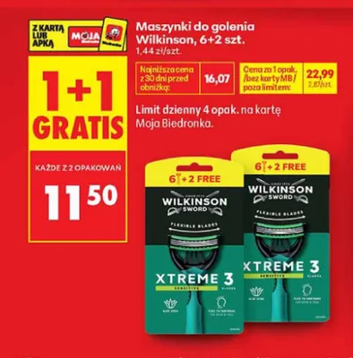 Maszynki do golenia Wilkinson Sword Xtreme 3 Sensitive promocja w Biedronka