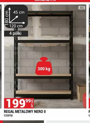 Regał metalowy Nero Ii czarny promocja w Merkury Market