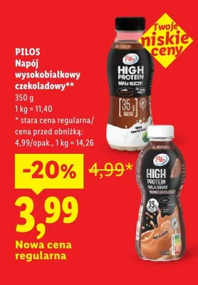 Napój wysokobiałkowy czekoladowy Pilos promocja w Lidl