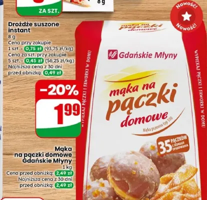 Mąka na pączki domowe Gdańskie Młyny promocja w Dino
