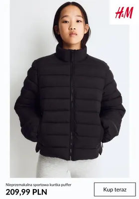 Nieprzemakalna sportowa kurtka puffer H & M promocja w H&M