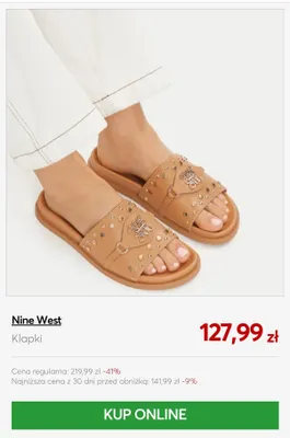Klapki Nine West promocja w eobuwie.pl