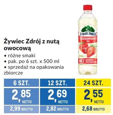 Żywiec Zdrój z nutą owocową różne smaki promocja w Makro
