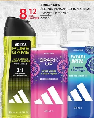 Żel pod prysznic Adidas Men 3 in 1 400 ml - wszystkie rodzaje promocja w Selgros