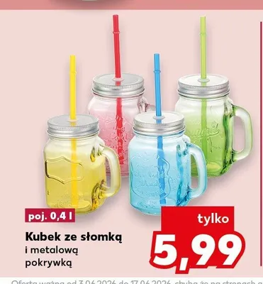 Kubek ze słomką i metalową pokrywką poj. 0,4 l promocja w Kaufland