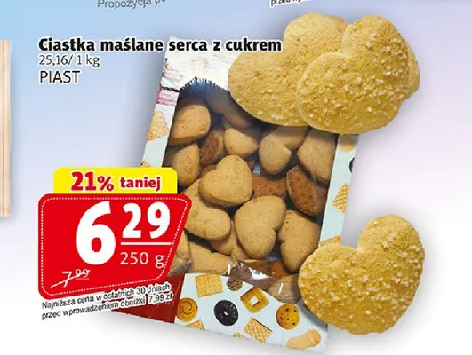 Ciastka maślane serca z cukrem Piast promocja w Prim Market