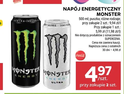 Napój energetyczny Monster promocja w Stokrotka