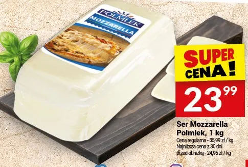 Ser Mozzarella Polmlek, 1 kg promocja w Twój Market