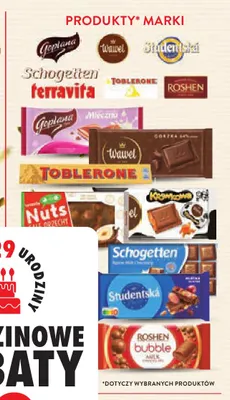 Produkty marek Goplana, Wawel, Studentská, Schogetten, Terravita, Toblerone, Roshen promocja w Intermarche