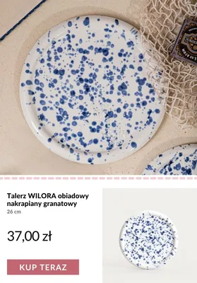 Talerz obiadowy WILORA nakrapiany granatowy 26 cm promocja w Homla