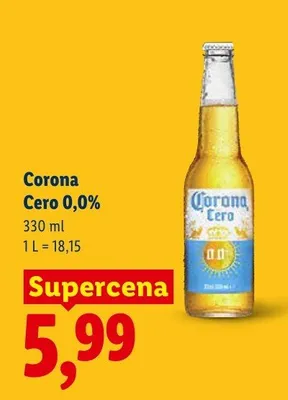 Piwo bezalkoholowe Corona Cero 0,0% promocja w Lidl