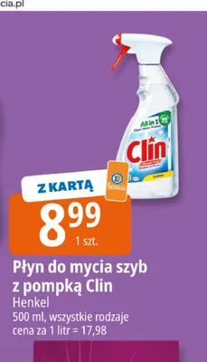 Płyn do mycia szyb z pompką Clin promocja w Leclerc