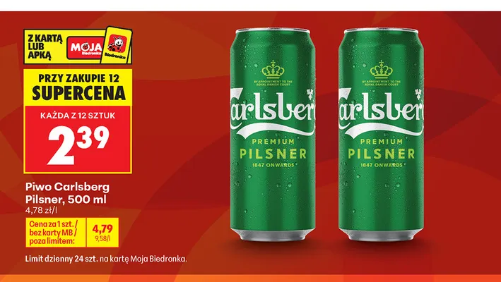Piwo Carlsberg Pilsner promocja w Biedronka