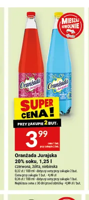 Oranżada Jurajska 20% soku czerwona promocja w Twój Market