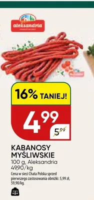 Kabanosy myśliwskie Aleksandria promocja w Chata Polska