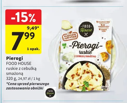 Pierogi ruskie z cebulką smażoną Food House promocja w Intermarche