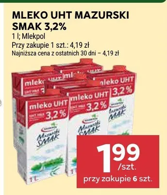 Mleko UHT Mazurski smak 3,2% promocja w Stokrotka