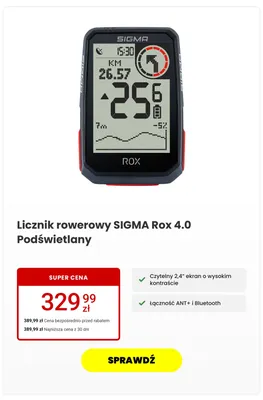 Licznik rowerowy SIGMA Rox 4.0 Podświetlany promocja w Media Expert