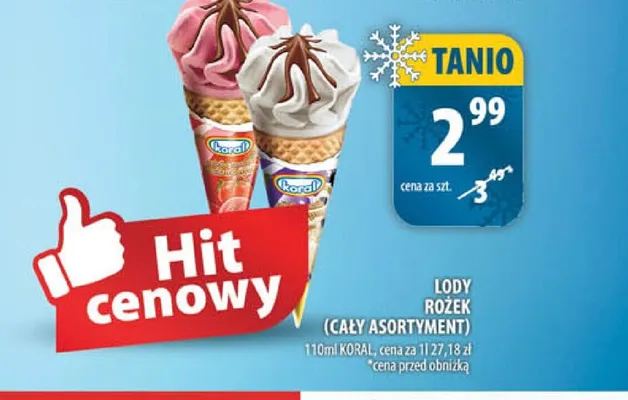 Lody Rożek Koral Truskawkowe promocja w Arhelan