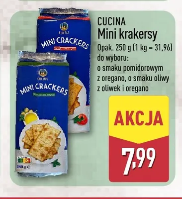 Mini krakersy o smaku oliwy z oliwek i oregano Cucina promocja w Aldi