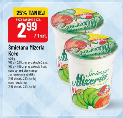 Śmietana Mizeria 10% Koło promocja w POLOmarket