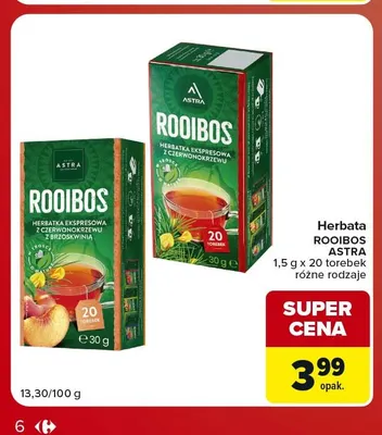 Herbata Rooibos z brzoskwinią Astra promocja w Carrefour Market