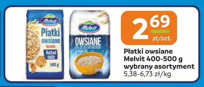 Płatki owsiane Melvit 400-500g promocja w Społem Częstochowa