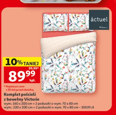 Komplet pościeli z bawełny Victorie actuel 160x200 cm + 2 poduszki 70x80 cm promocja w Auchan