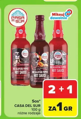 Sos Red Jalapeno Pepper Hot Sauce Casa Del Sur promocja w Carrefour Market