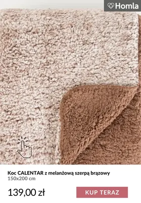 Koc Calentar z melanżową szerpą brązowy 150x200 cm Homla promocja w Homla