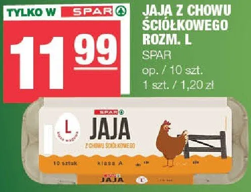 Jaja z chowu ściółkowego rozm. L Spar promocja w SPAR