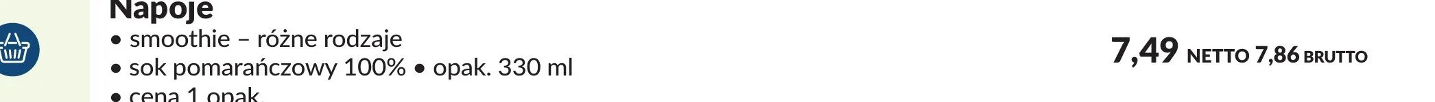 Napoje smoothie różne rodzaje promocja w Makro