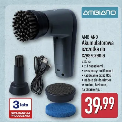 Akumulatorowa szczotka do czyszczenia Ambiano z 3 nasadkami promocja w Aldi