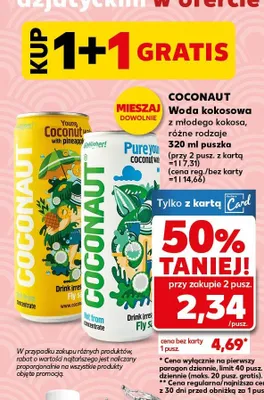 Woda kokosowa z młodego kokosa, różne rodzaje 320ml puszka promocja w Kaufland