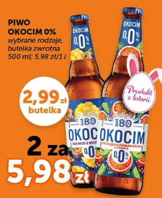 Piwo Okocim 0% wybrane rodzaje, butelka zwrotna promocja w Groszek