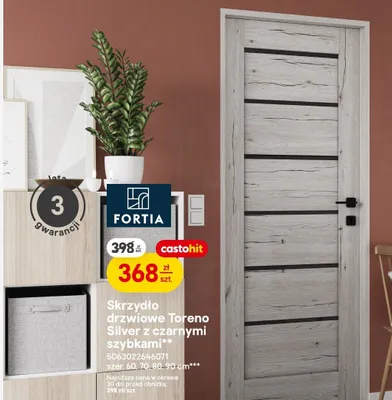 Skrzydło drzwiowe Toreno Silver z czarnymi szybkami promocja w Castorama